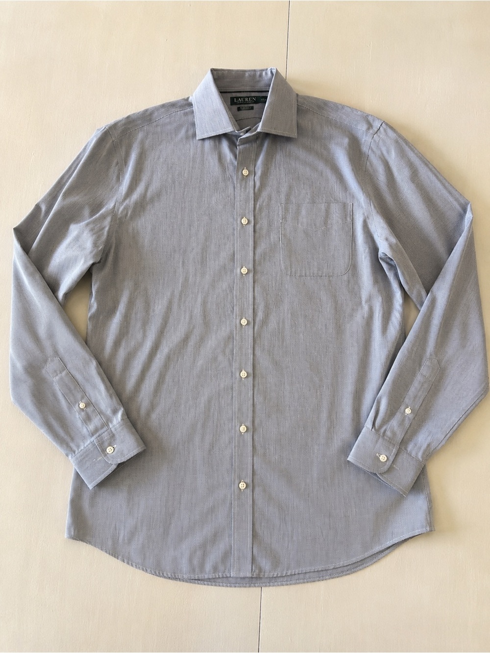 Lauren Ralph Lauren Non Iron Dress Shirt Mens 17 34/35 Blue Business Classic Fit